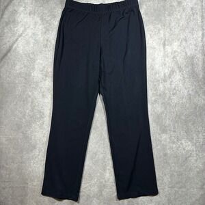 Susan Graver Liquid Knit Pants Womens L Black Pull On Straight Leg Office Casual